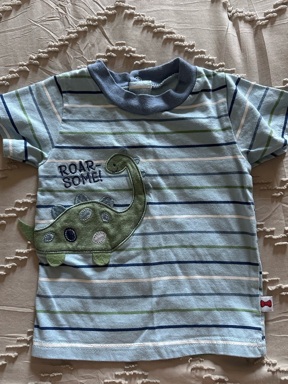 Blue & Green Striped 'Roar-some' Dino Short-Sleeve Tee